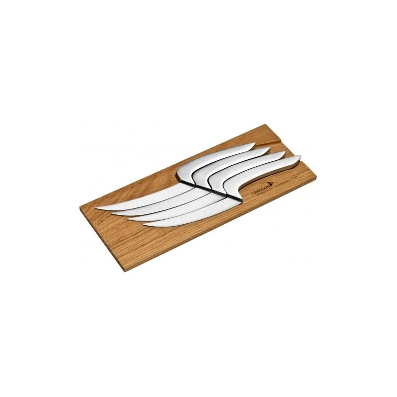 Deglon Meeting 4 Steak Knives - Oak Base Deglon Meeting 4 Steak Knives - Oak Base
