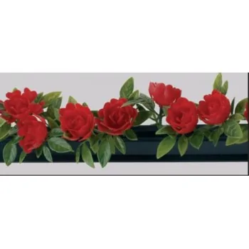FISCHER Red Rose Garnish Black Base - Box of 12 Pieces