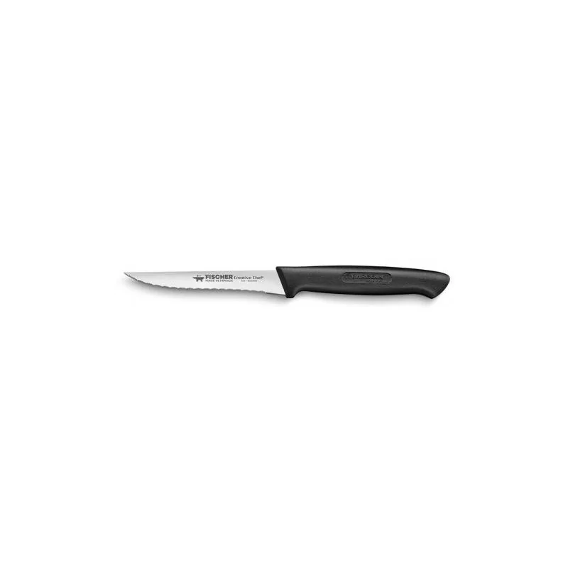 FISCHER Steak Knife 11 cm - Serrated Blade Black Handle - 6 - Pcs Giftbox