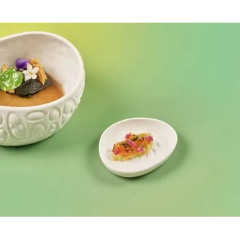 Rex Extra Small Cellular Pattern Plate - Glazed - 9 x 7.5 x 1.8 cm - Set of 12