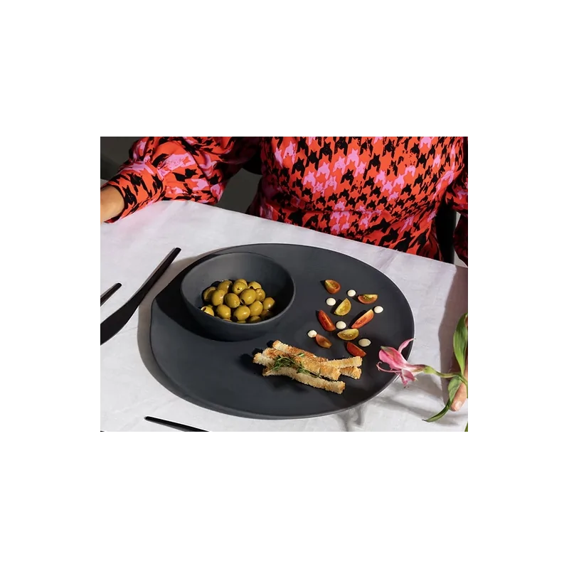 Shell Curved Super Dinner Plate - Black - 31.5 x 30 x 2.5 cm - Set of 4