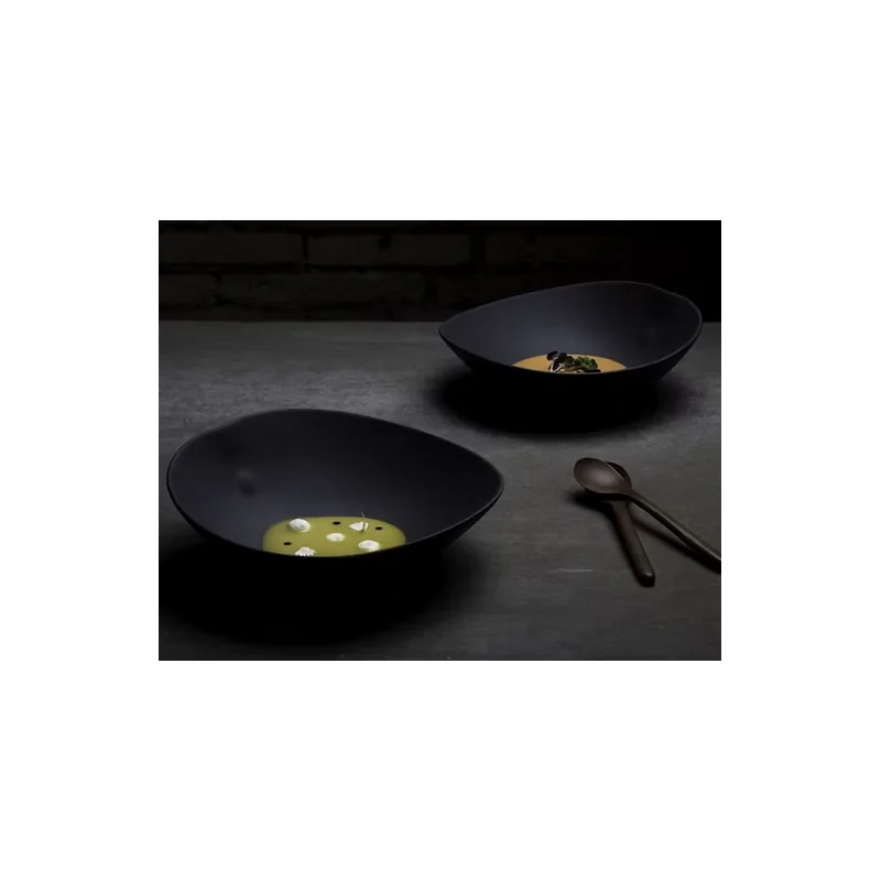 Shell Curved Salad Bowl - Black - 21.5 x 22 x 7.5 cm - Set of 4