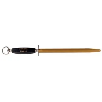 FISCHER Sharpening Titanium Oval Steel 30 cm - Fine Cut - Black Plastic Soft Handle