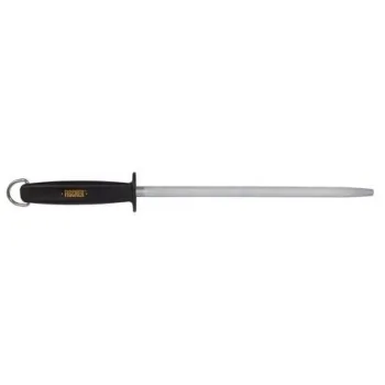 FISCHER Sharpening Round Steel 30 cm - Black Plastic Handle