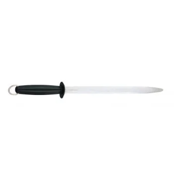 FISCHER Sharpening Oval Steel 30 cm - Black Plastic Handle