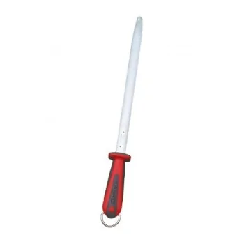 FISCHER Sharpening Oval Steel 30 cm - Dual Material Handle Red