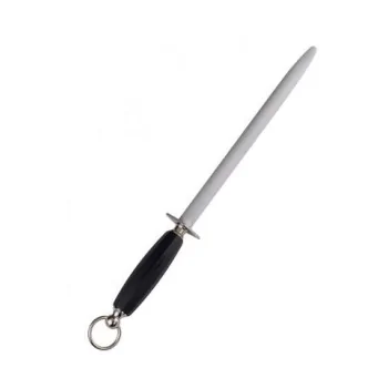 FISCHER Sharpening Round Steel 30 cm - Black Plastic Soft Touch