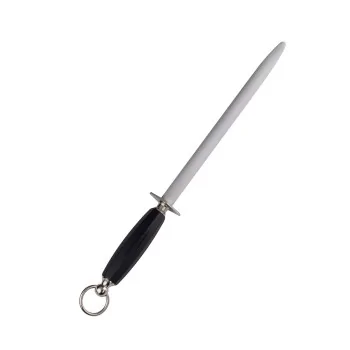 FISCHER Sharpening Oval Steel 30 cm - Black Plastic Soft Touch