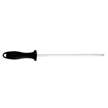 FISCHER Sharpening Round Steel 25 cm - Black Plastic Handle