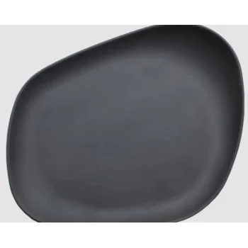 Yayoi Nature-Inspired Flat Plate - Black - Set of 6