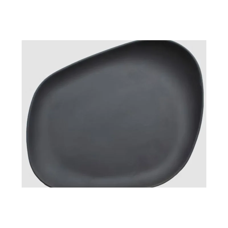 Yayoi Nature-Inspired Flat Plate - Black - Set of 6