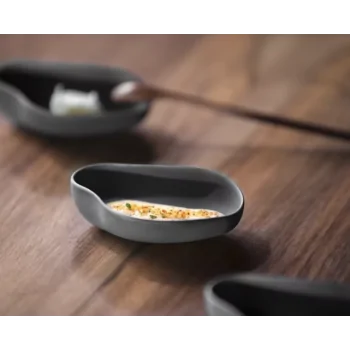 Yayoi Nature-Inspired Appetizer Dish - Black - Set of 6