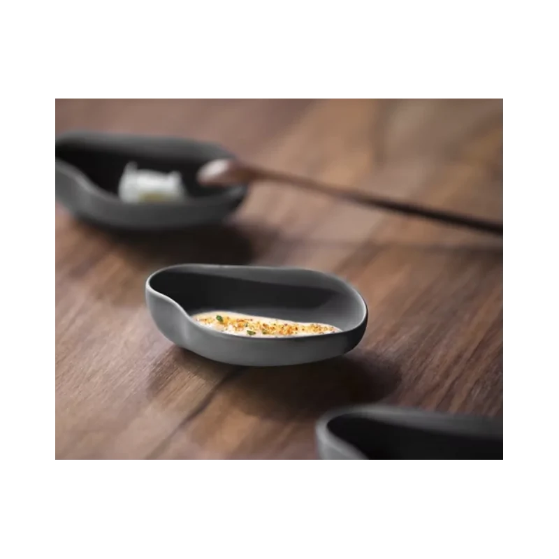 Yayoi Nature-Inspired Appetizer Dish - Black - Set of 6 Yayoi Nature-Inspired Appetizer Dish - Black - Set of 6