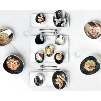 Jomon Small Textured Shell Bowl - Black - 14 x 11 x 4 cm - Set of 4