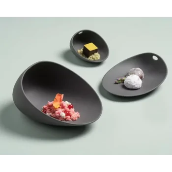Jomon Large Textured Shell Bowl - Matte Black - 18 x 14 x 9 cm - Set of 4