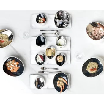 Jomon Large Textured Shell Bowl - Black - 18 x 14 x 9 cm - Set of 4
