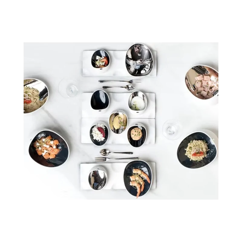 Jomon Large Textured Shell Bowl - Black - 18 x 14 x 9 cm - Set of 4