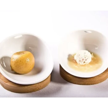 Jomon Petite Bamboo Serving Board Saucer - 7 x 8 x 1 cm - Set of 2