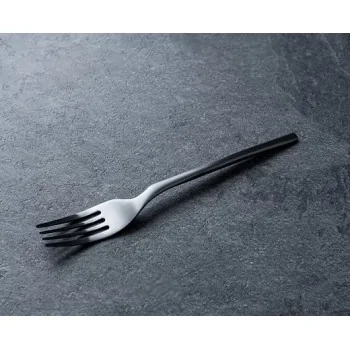 Rama Premium Black Titanium Fork - 21.5 x 3 x 2 cm - Set of 12