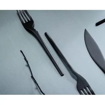 Rama Premium Black Titanium Fork - 21.5 x 3 x 2 cm - Set of 12
