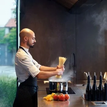 Paderno Series 12200 5-Ply Stainless Steel Saucepot 2 Handles - 6 1/4 qts - D: 9 1/2" H: 5 1/2"