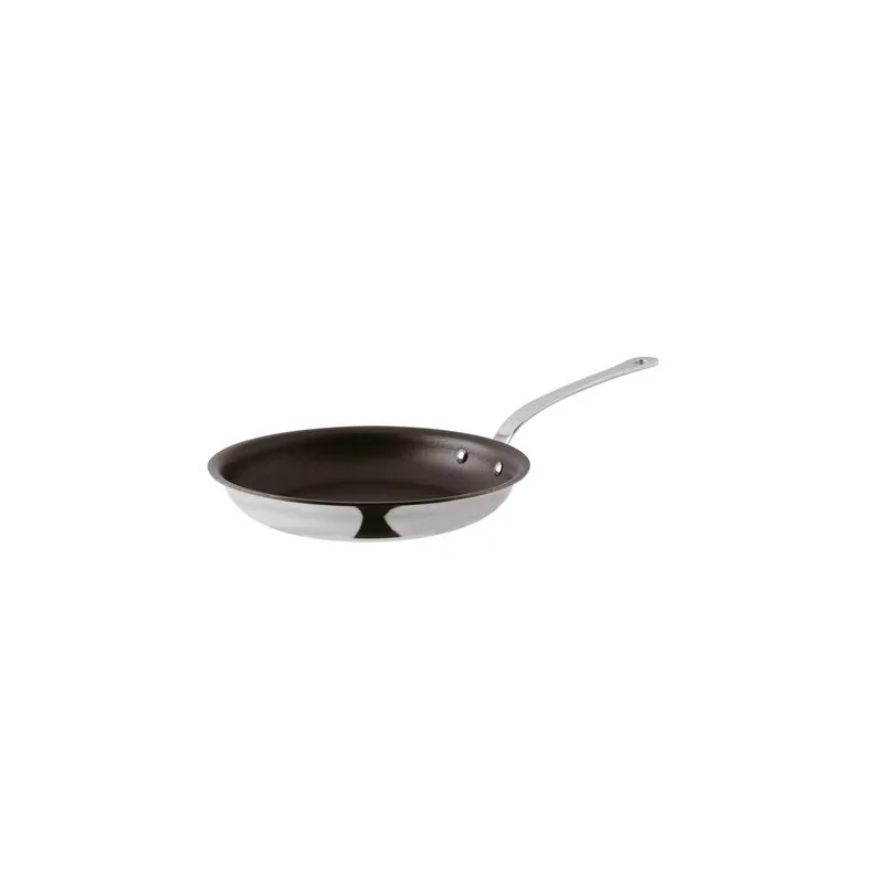 Paderno Series 12200 5-Ply Stainless Steel Frypan Non Stick Coated - 4 qts - D: 7 7/8" H: 1 5/8"