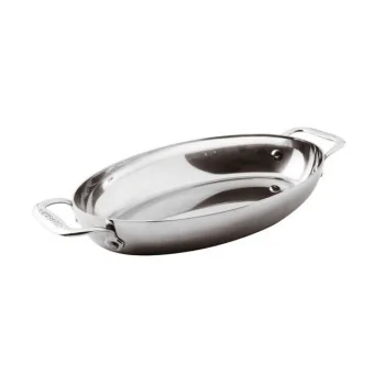 Paderno Series 12200 5-Ply Series 12200 S/Steel Oval Baker - 2 3/8 qts - 13 3/4" x 9" x 2"
