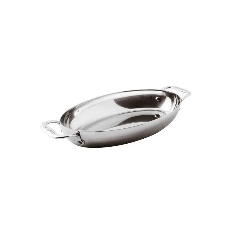 Paderno Series 12200 5-Ply Series 12200 S/Steel Oval Baker - 2 3/8 qts - 13 3/4" x 9" x 2"