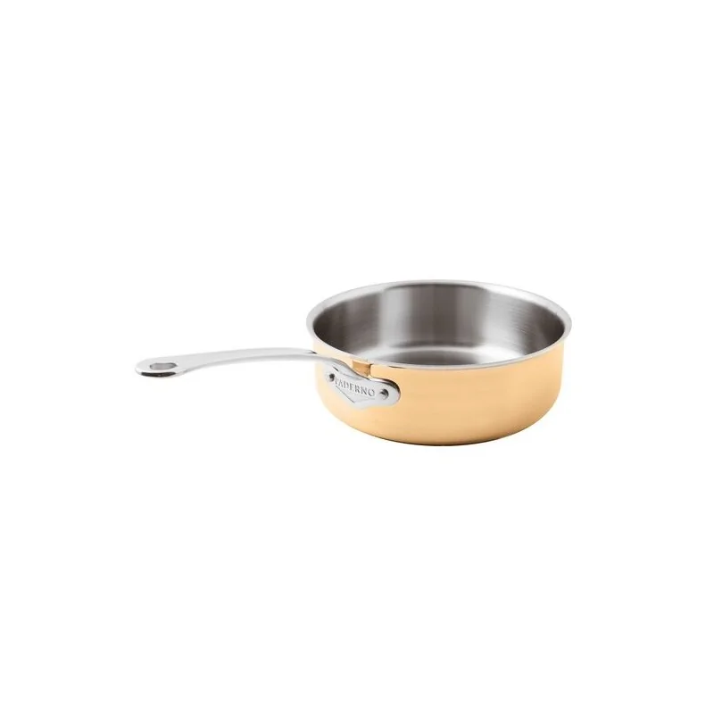 Paderno Series 15600 3-Ply Copper Saute Pan w/ Loop Handle - 2 3/8 qts - D: 7 7/8" H: 2 3/4"