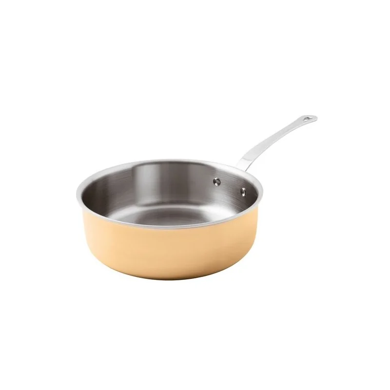 Paderno Series 15600 3-Ply Copper Saute Pan w/ Loop Handle - 3 3/4 qts - D: 9 1/2" H: 3 1/8"