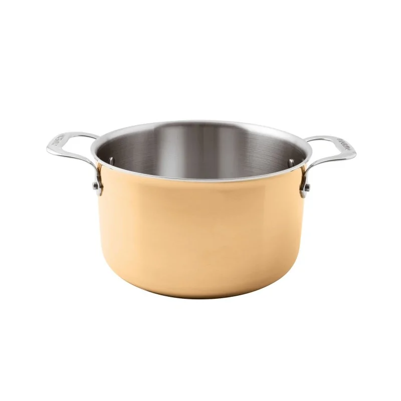 Paderno Series 15600 3-Ply Copper Sauce Pot - 10 3/8 qts - D: 11" H: 6 1/4"