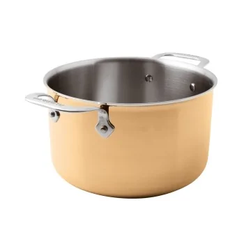 Paderno Series 15600 3-Ply Copper Sauce Pot - 10 3/8 qts - D: 11" H: 6 1/4"