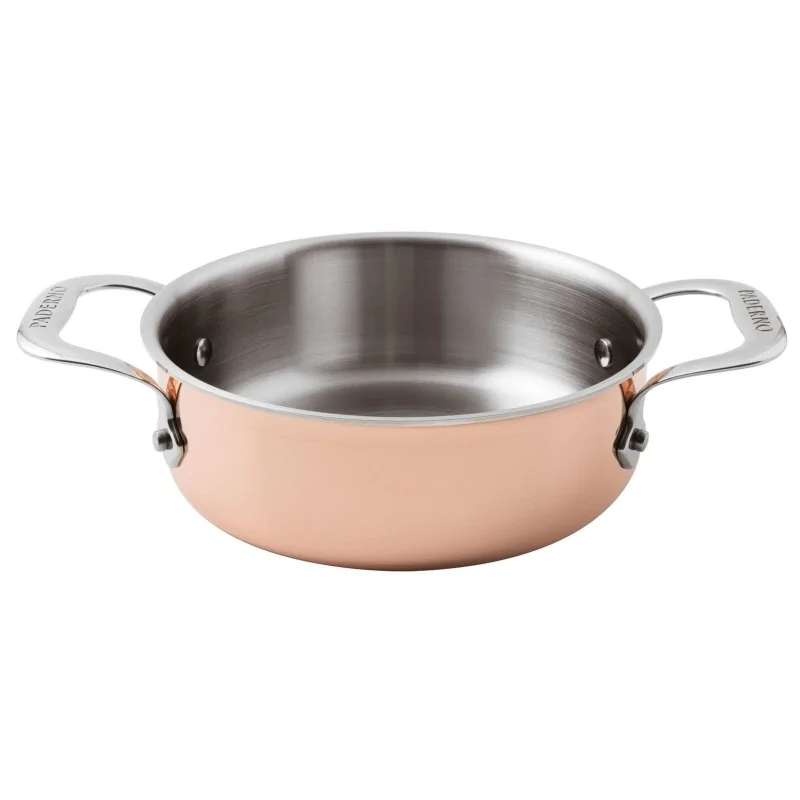 Paderno Series 15600 3-Ply Copper Casserole Pot/Rondeau - 2 3/8 qts - D: 7 7/8" H: 2 3/4"