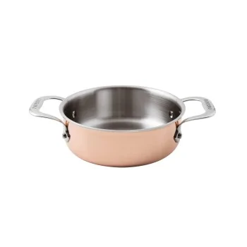 Paderno Series 15600 3-Ply Copper Casserole Pot/Rondeau - 3 3/4 qts - D: 9 1/2" H: 3 1/8"