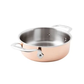 Paderno Series 15600 3-Ply Copper Casserole Pot/Rondeau - 3 3/4 qts - D: 9 1/2" H: 3 1/8"