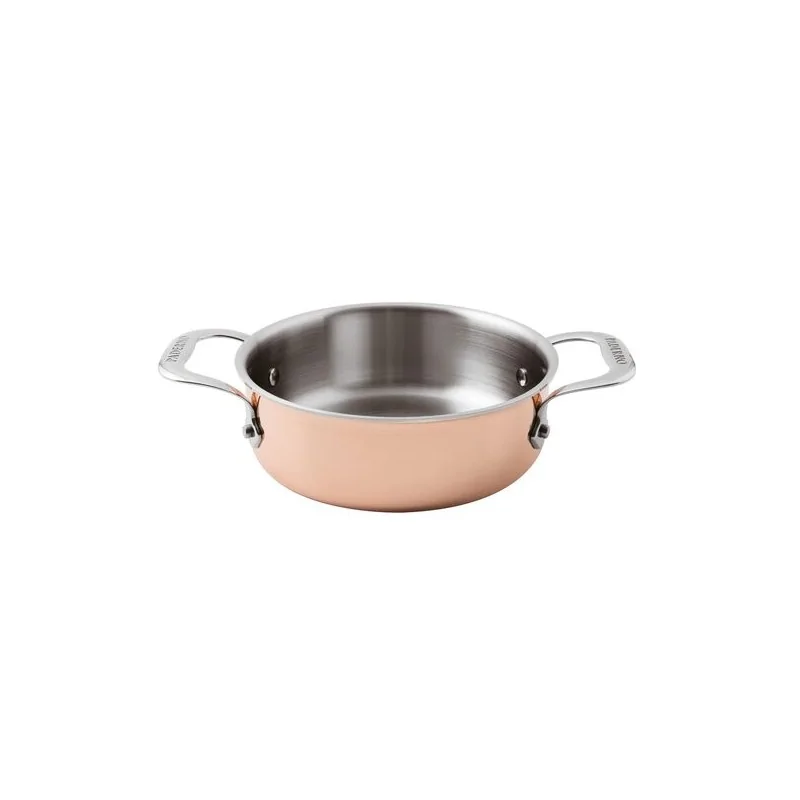 Paderno Series 15600 3-Ply Copper Casserole Pot/Rondeau - 5 7/8 qts - D: 11" H: 3 1/2"