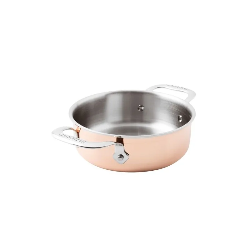 Paderno Series 15600 3-Ply Copper Casserole Pot/Rondeau - 5 7/8 qts - D: 11" H: 3 1/2"