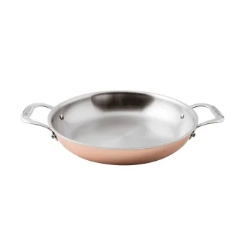 Paderno Series 15600 3-Ply Copper French Omelet Pan - 3 5/8 qts - D: 11" H: 2 1/8"