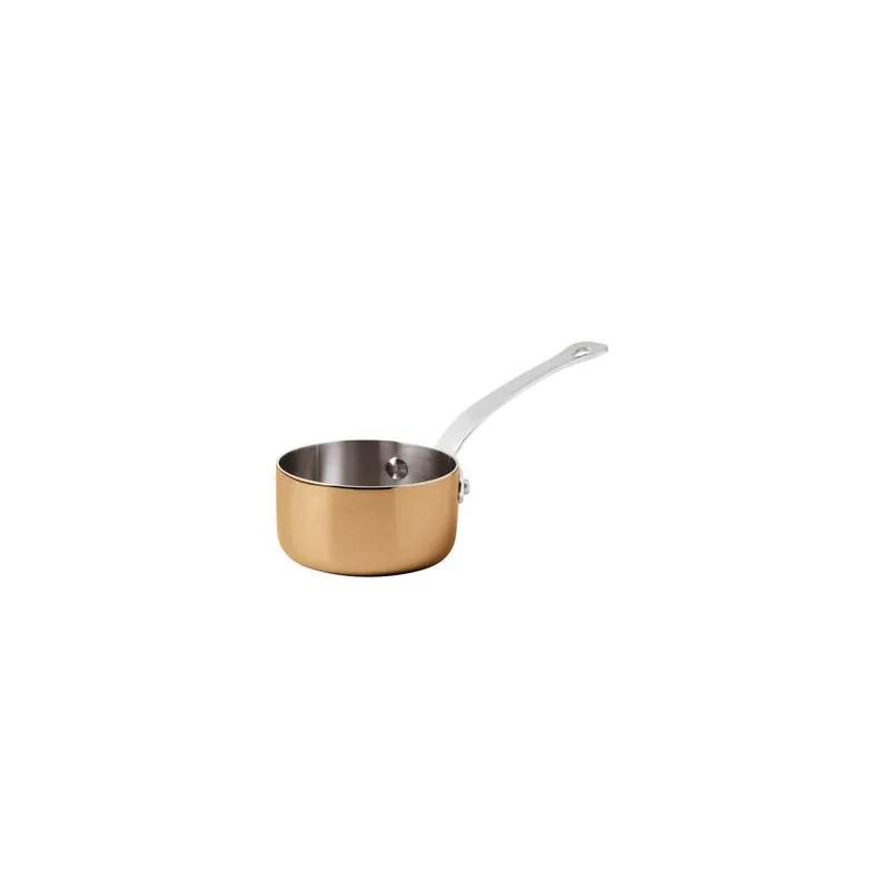 Paderno 3-Ply Series 15600 Copper Mini Saucean - 10 1/4 oz - D: 3 1/2" H: 1 7/8"H: 10 1/2"