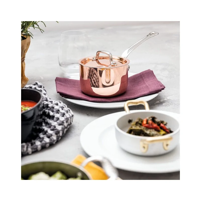 Paderno 3-Ply Series 15600 Copper Mini Saucepot 1 Handle - 17 oz - D: 3 7/8" H: 2 1/2"