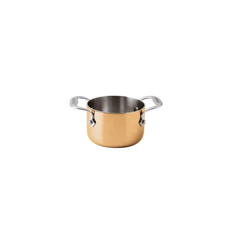 Paderno 3-Ply Series 15600 Copper Mini Saucepot 2 Handles - 17 oz - D: 3 7/8" H: 2 1/2"