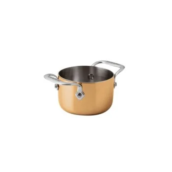 Paderno 3-Ply Series 15600 Copper Mini Saucepot 2 Handles - 17 oz - D: 3 7/8" H: 2 1/2"