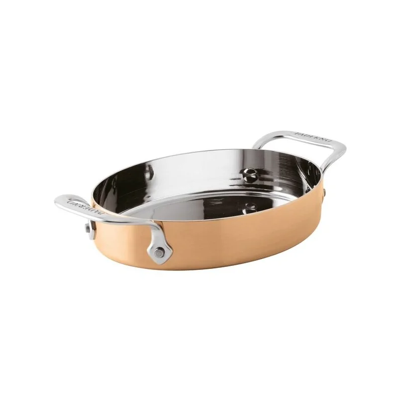 Paderno 3-Ply Series 15600 Copper Mini Oval Baker - 5 1/8" x 6 3/4" x 1 3/8"