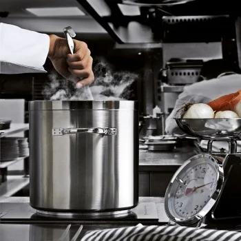 Paderno Grand Gourmet Stainless Steel Stock Pot - 25 3/8 qts - D: 12 1/2" H: 12 1/2"