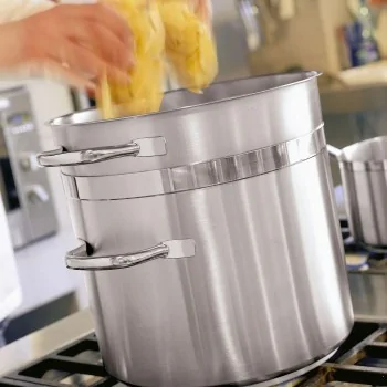Paderno Grand Gourmet Stainless Steel Stock Pot - 74 qts - D: 17 3/4" H: 17 3/4"