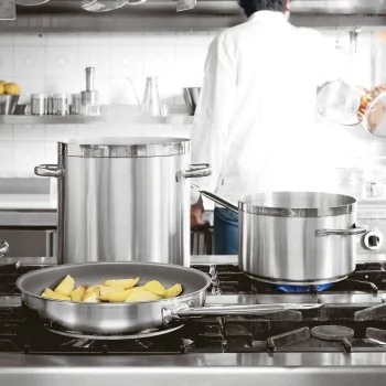 Paderno Grand Gourmet Stainless Steel Stock Pot - 74 qts - D: 17 3/4" H: 17 3/4"