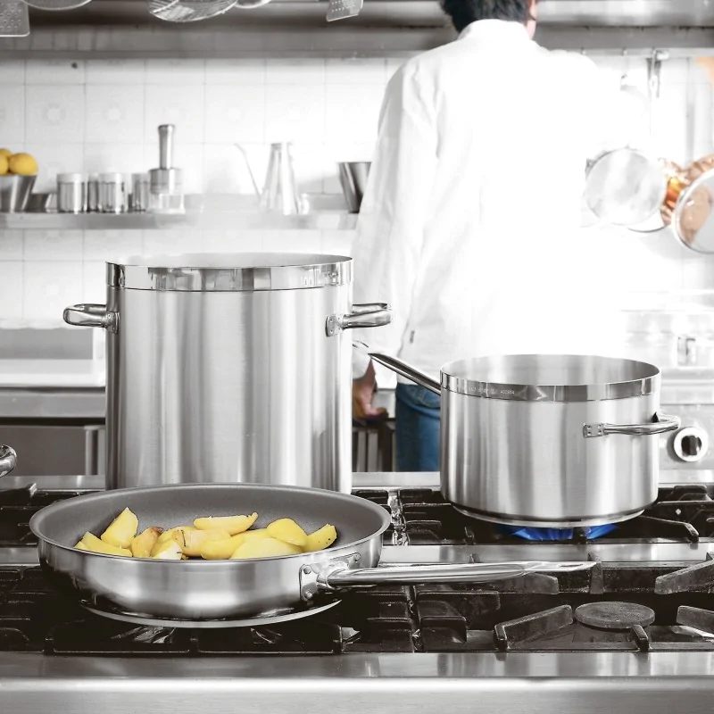 Paderno Grand Gourmet Stainless Steel Stock Pot - 74 qts - D: 17 3/4" H: 17 3/4"