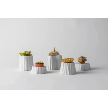 Handcrafted Fine Porcelain Gourmet Podium Impero 6 x 6 x 3 cm - Set of 12