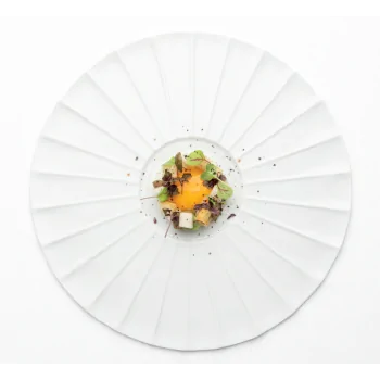 Handcrafted Fine Porcelain Flat Plate Raggio 30 cm Internal Diam. 18 cm - Set of 4