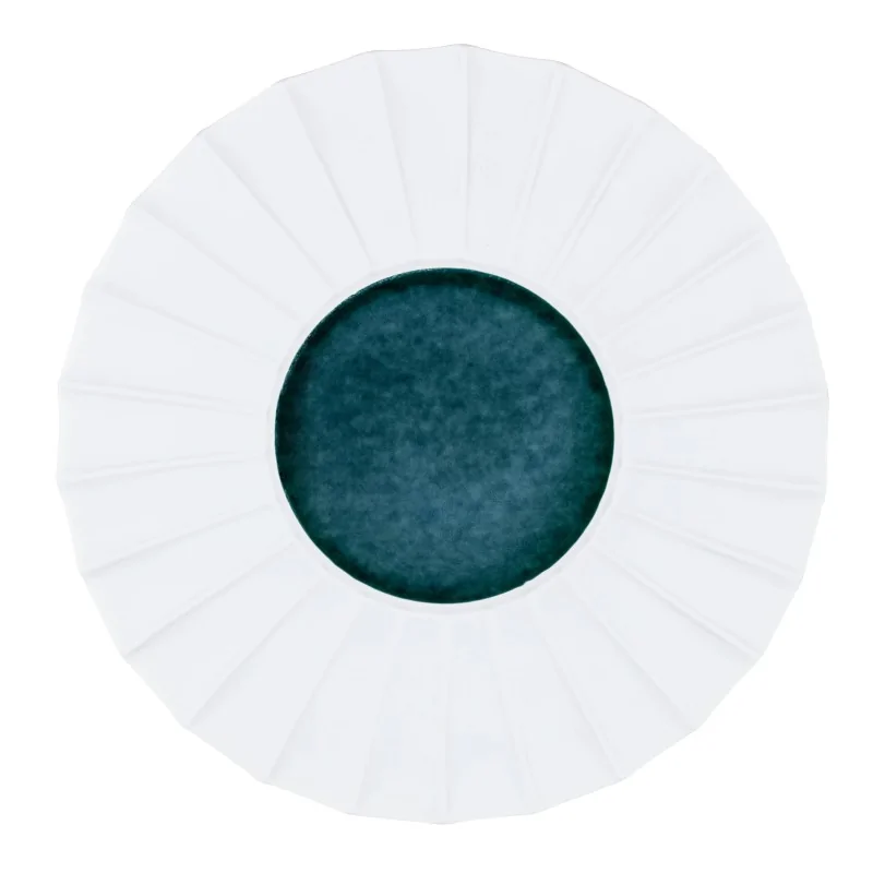 Handcrafted Fine Porcelain Flat Plate With Internal Ray 30 cm - Int. 12.5 cm - Set of 4 Handcrafted Fine Porcelain Flat Plate With Internal Ray 30 cm - Int. 12.5 cm - Set of 4